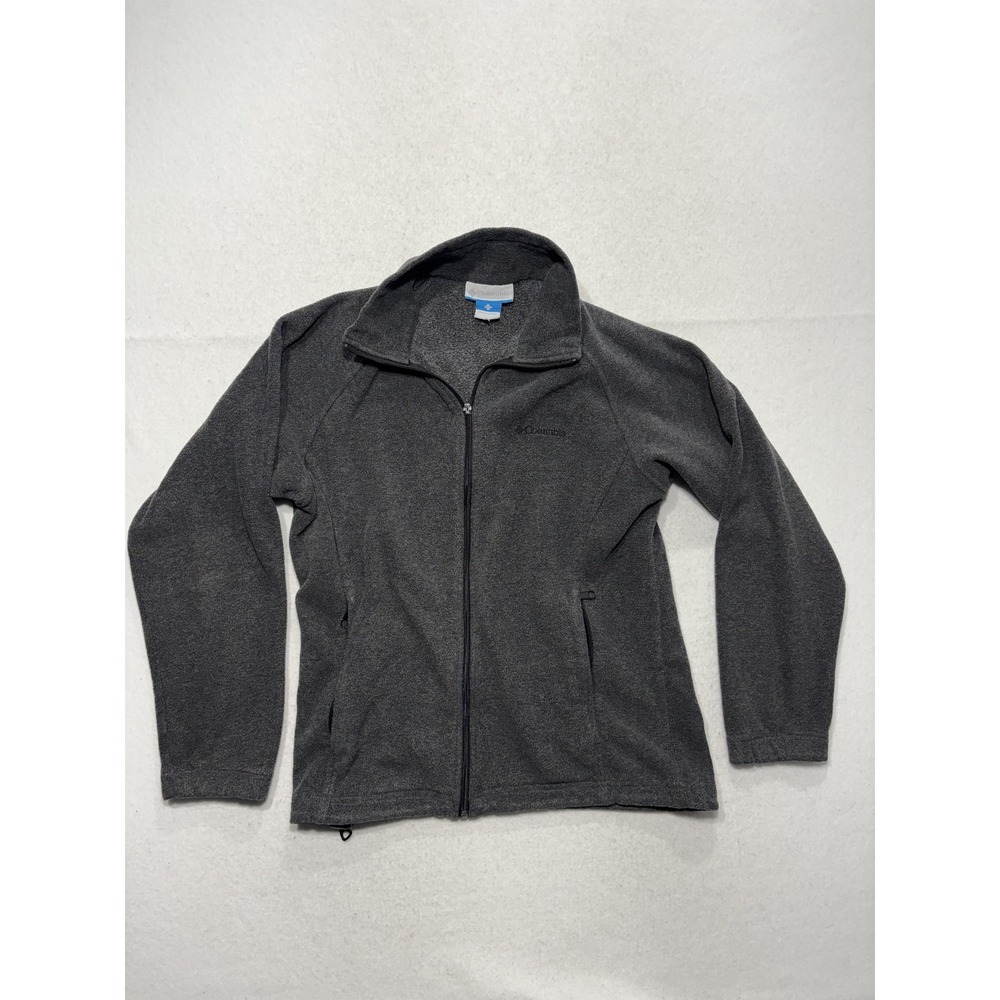 Columbia Jacket Womens S Gray Fleece Full Zip Stand Collar Pockets Soft Outdoor